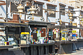  Stalls in the historic quarter of Yanbuʿ al-Bahr, also known as Yanbu, Yambo, or Yenbo is a major port on the Red Sea, with a historic old town, Saudi Arabia 