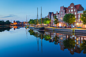  Museum harbor, evening atmosphere, Hanseatic city of Luebeck, Schleswig-Holstein, Germany 
