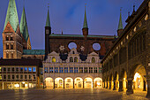  Town Hall Market at night, Hanseatic City of Luebeck, Schleswig-Holstein, Germany 