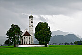 Barocke Kirche St. Coloman, auch Colomanskirche genannt. Schwangau, Bayern, Deutschland