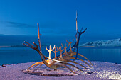 Skulptur Sonnenfahrt im Abendlicht, Reykjavik, Island