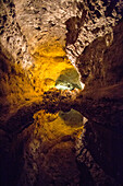 Cueva de Los Verdes, cave tourist attraction in lava pipe tunnel, Lanzarote, Canary Islands, Spain