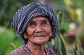 Porträt einer älteren einheimischen Frau, Cao Lanh (Cao Lãnh), Dong Thap (Đồng Tháp), Vietnam, Asien