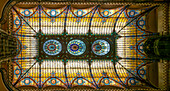 Buntglas-Tiffany-Decke, entworfen von Jacques Gruber, Gran Hotel Ciudad de México, Mexiko-Stadt, Mexiko