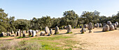 Neolothic stone circle of granite boulders,   Cromeleque dos Almendres, Evora district, Alentejo, Portugal, southern Europe