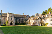 Historic medieval buildings of the Great Hall, Dartington Hall estate, south Devon, England, UK