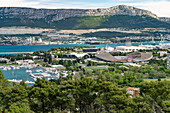  View from Marjan to Poljud Stadium and Marina in Split, Croatia, Europe 