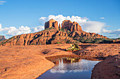  View of Cathedral Rock from Secret Slickrock, Sedona, Arizona, USA, United States 