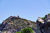 Kirche Profitis Ilías Auf dem Berggipfel am Rand der Caldera auf der Insel Nissyros (Nisyros, Nissiros, Nisiros) in Griechenland