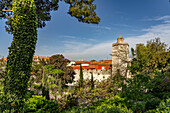  Park of Queen Jelena Madijevka and the Captain&#39;s Tower in Zadar, Croatia, Europe  