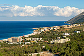 Large scale tourist development construction building work, Drymades beach, Ionian Sea, Albanian Riviera, Dhermi, Albania, Europe