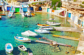 The small fishing village of Mandrakia, Mandrakia, Milos Island, Cyclades Islands, Greece