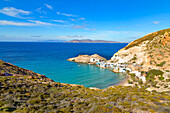 Firopotamos village, high angle view, Firopotamos, Milos Island, Cyclades Islands, Greece