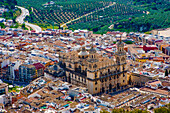  Jaen, view from the Cross Hill of the city and the famous Renaissance cathedral, 17th century, Jaen province, Spain 