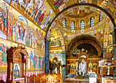  Interior of the church Àgion Pándon in the monastery Moni Agíou Savvas near Póthia on the island of Kalymnos (Kalimnos) in Greece 