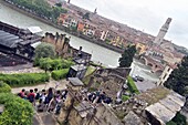  Teatro Romano and River Adige, Verona, Veneto, Northern Italy 