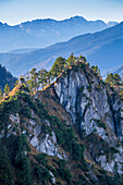  View from the Sonnenspitz to the Graseck, Kochel am See, Upper Bavaria, Bavaria, Germany 