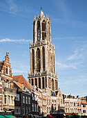 Famous fourteenth century Dom church tower in city of Utrecht, Netherlands