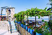  Taverna Sunset Balcony early in the morning in Zia on the island of Kos in Greece 