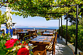  Taverna Sunset Balcony early in the morning in Zia on the island of Kos in Greece 