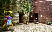 Inner courtyard of Trendelburg Castle, entrance to the castle and access to the Rapunzel Tower, Trendelburg, Kassel District, Hesse, Germany 