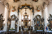 Kirche St. Bartholomäus und St. Georg, Volkach, Mainfranken, Unterfranken, Franken, Bayern, Deutschland