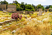 Westliche Ausgrabungsstätte in Kos-Stadt auf der Insel Kos in Griechenland: Nymphäum, Westthermen, Wandelhalle des Gymnasion (Gymnasium)