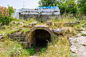  Tomb of Harmylos (Tafos tou Charmiiou, Charmilos Grave) with Stavrou Chapel in Pyli (Pili) on the island of Kos in Greece 