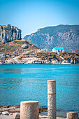  View of a small chapel on the island of Kastri from Kefalos, Kefalos, Kos, Greece 