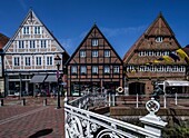 Bürgerhäuser an der Westfleth in Buxtehude, Niedersachsen, Deutschland