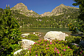 Der See Estany de Ratera im Nationalpark Aigüestortes i Estany de Sant Maurici, Katalonien, Spanien, Europa