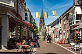  Pedestrian zone Hauptstrasse and the pilgrimage church Marienbasilika in Kevelaer, Lower Rhine, North Rhine-Westphalia, Germany, Europe 