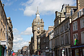  Rathausgebäude, Haupteinkaufsstraße, Hawick, Roxburghshire, Schottland, Großbritannien 