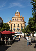 El Gallo Azul rotunda cafe building in central built in 1929 advertising Fundador brandy, Jerez de la Frontera, Spain