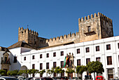 Castle and Ayuntiamiento, Plaza del Cabildo, village of Arcos de la Frontera, Cadiz province, Spain