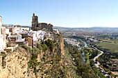 Cliff top buildings church of San Pedro, village of Arcos de la Frontera, Cadiz province, Spain