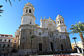 Frontage of cathedral church building, Cadiz, Spain