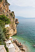 Liro Hotel backed by the cliff, Vlore, seaside resort on the Adriatic Sea, Albania, Southeastern Europe