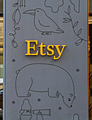  Etsy-Firmensitz und Schild, Gebäudeaußenseite, Nahaufnahme, Brooklyn, New York City, New York, USA 