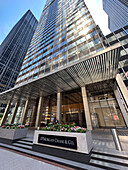 JPMorgan Chase & Co., company sign and building exterior, New York City, New York, USA