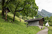  Mountain farming village, Gerstruben, Dietersbachtal, near Oberstdorf, Allgäu Alps, Allgäu, Bavaria, Germany 