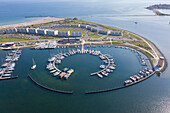  View of the marina of Burgtiefe, Fehmarn Island, Schleswig-Holstein, Germany 