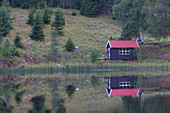  Wooden house by the lake, summer, Vaermland, Sweden 