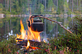  Coffee kettle over the campfire, Vaermland, Sweden 