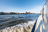  Skyline of Hamburg, Elbe, Port of Hamburg, Hamburg, Northern Germany, Germany 