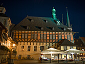  Wernigerode town hall at night, Wernigerode, Harz, Saxony-Anhalt, Central Germany, Germany, Europe 