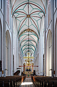  UNESCO World Heritage &quot;Schwerin Residence Ensemble&quot;, bright nave in Schwerin Cathedral, Mecklenburg-Western Pomerania, Germany, Europe 