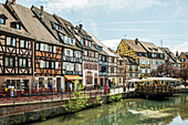  Picturesque colorful half-timbered houses, La Petite Venise, Colmar, Alsace, Bas-Rhin, France 