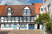  Old town houses in the Grosse Groepelgrube, Hanseatic City of Luebeck, Schleswig-Holstein, Germany 