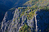 Blick auf die Rosstrappe, Naturschutzgebiet Bodetal, Harvorland, Sachsen-Anhalt, Deutschland